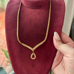 Vintage Monet Red Pendant Necklace